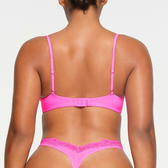 💖SKIMS FITS EVERYBODY LACE UNLINED DEMI BRA TAFFY TONAL MULTI 34DD - Picture 2 of 5